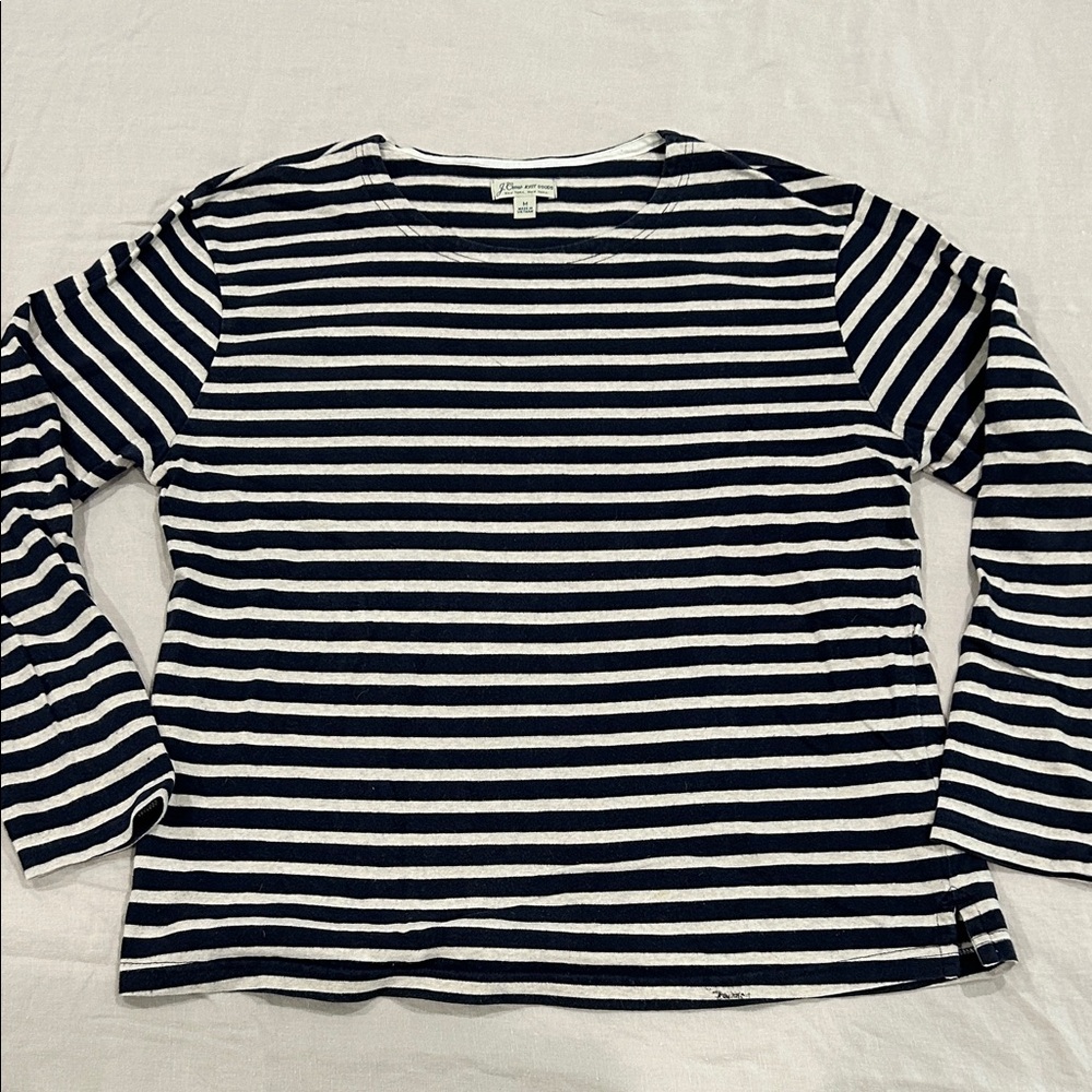 J. Crew Classic Navy and White Striped Top